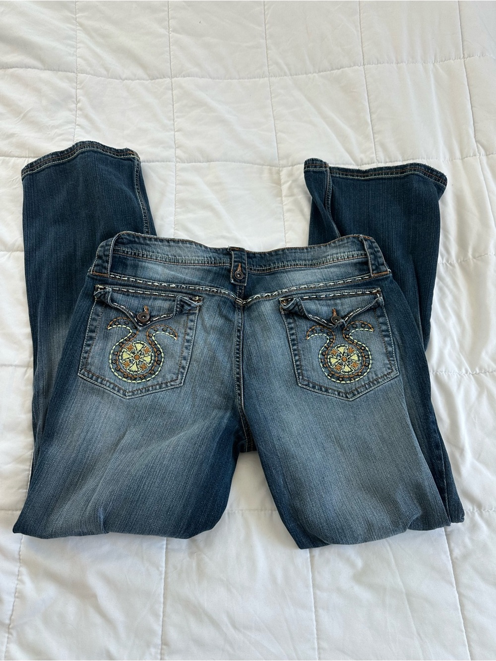 NOBO Blue Flare Jeans with Embroidered Back Pockets